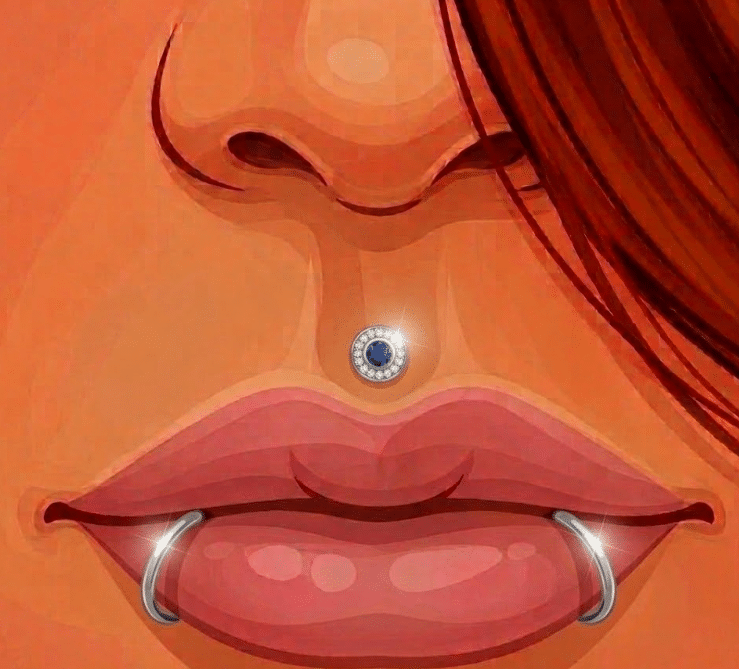עגיל לברט אופקי (Horizontal Labret)